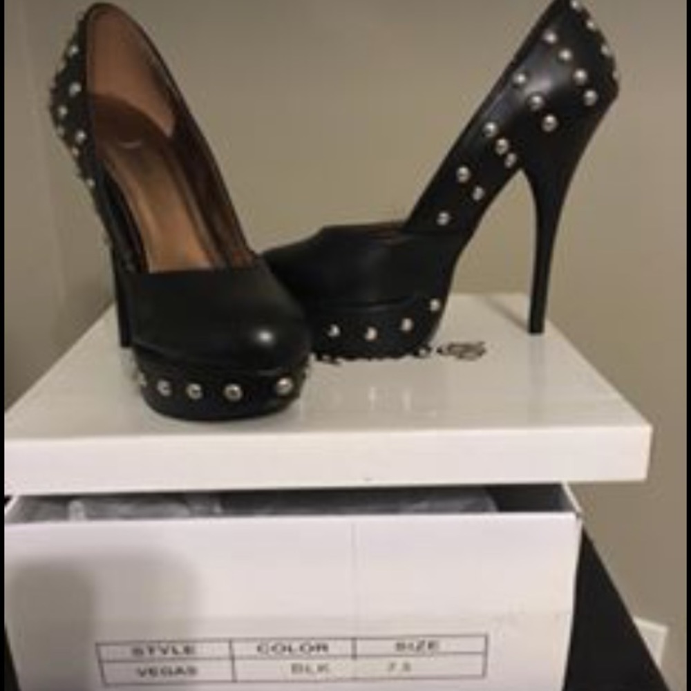 Black Studded High Heels